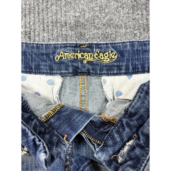 VTG American Eagle Distressed Denim Micro Mini Low Rise Shorts Sz 4 Y2K 2000s - Picture 4 of 10